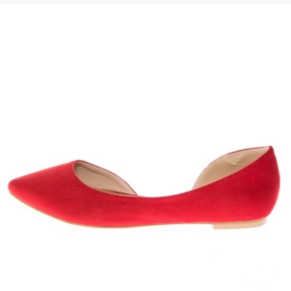 1 Left! Size 8.5 Nature Breeze Red Pointy Toe Flat - Picture 4 of 8